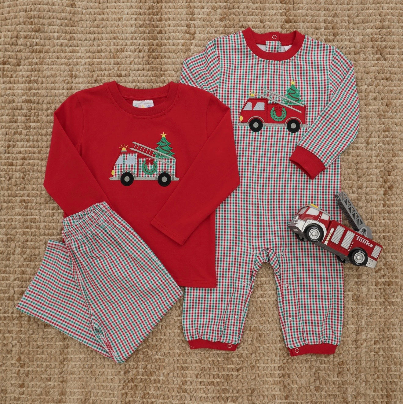 Festive Firetruck Boys Pants Set