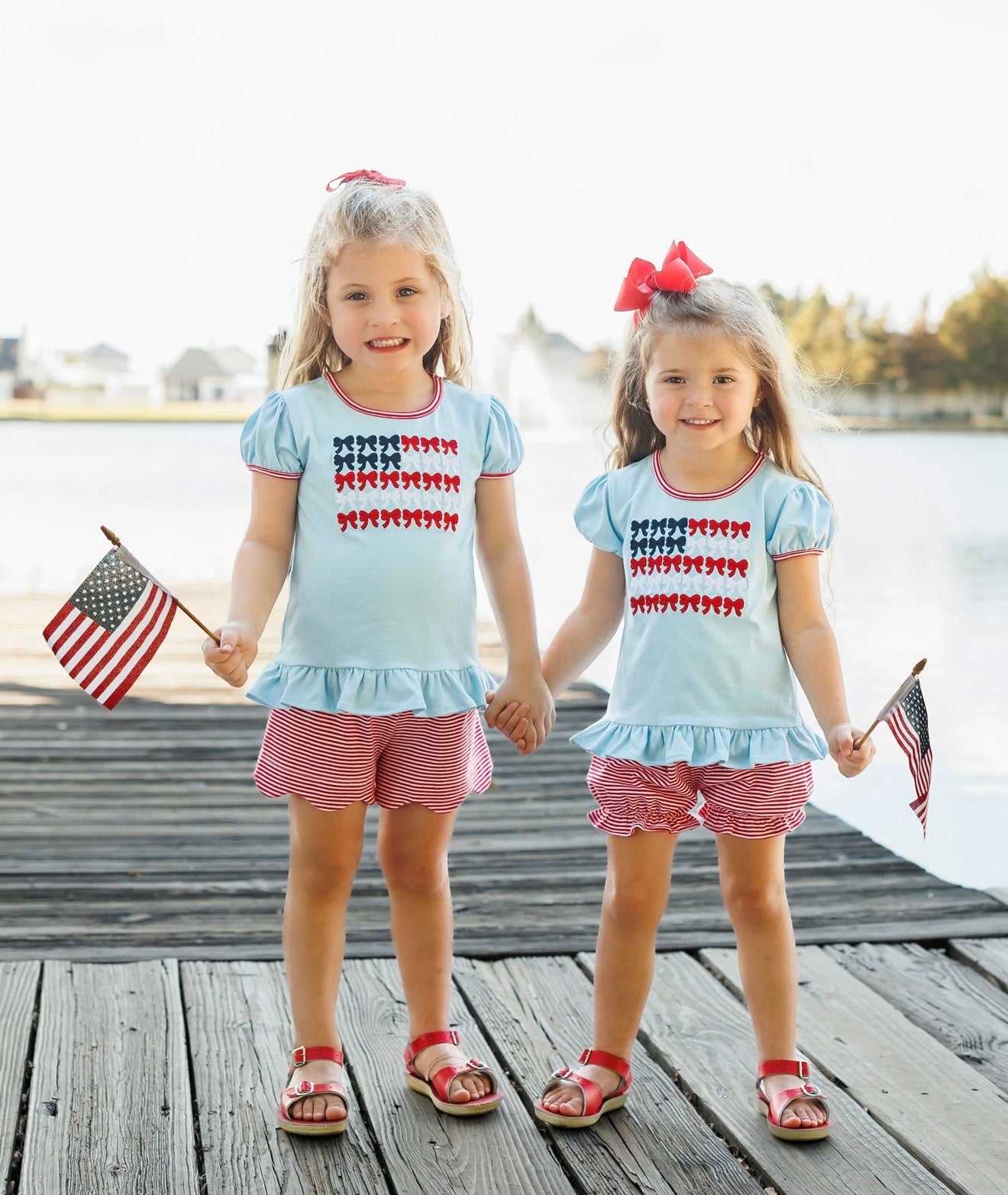 Red, White, and Bows Patriotic Girls Bloomer Set