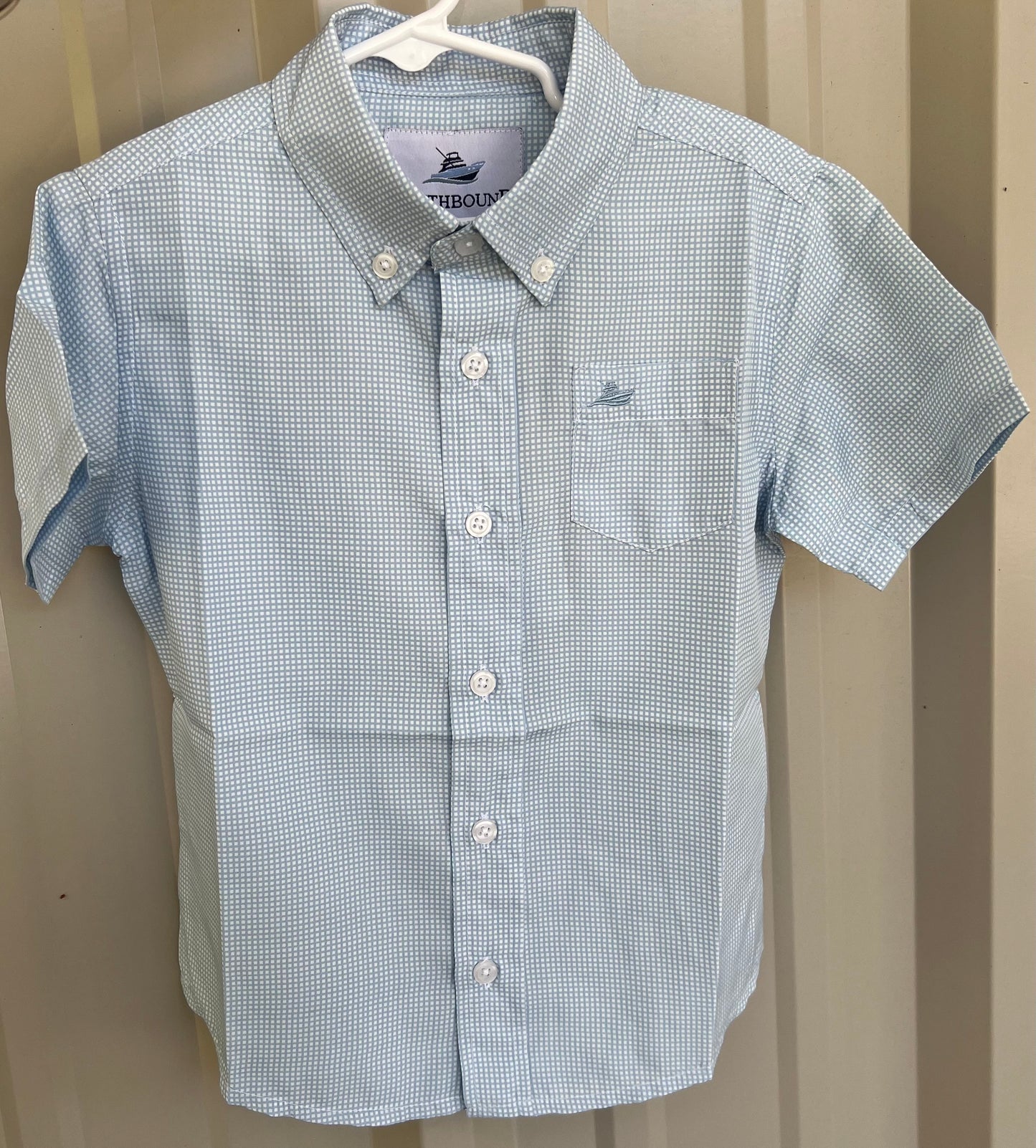 Southbound Blue Glow Gingham Boys Performance Shirt