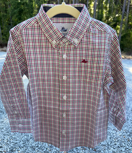 Green/Red Shadow Boys Button Down