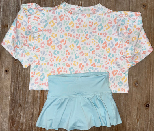 Solid Aqua Girls Skirt