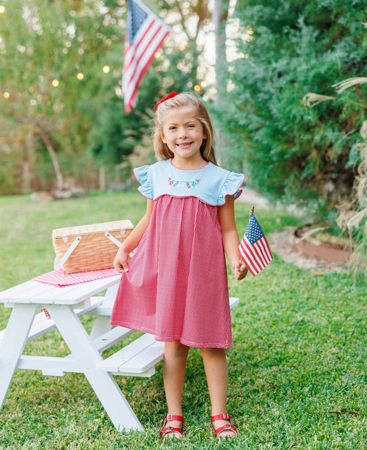 Star Spangled Banner Girls Scallop Dress