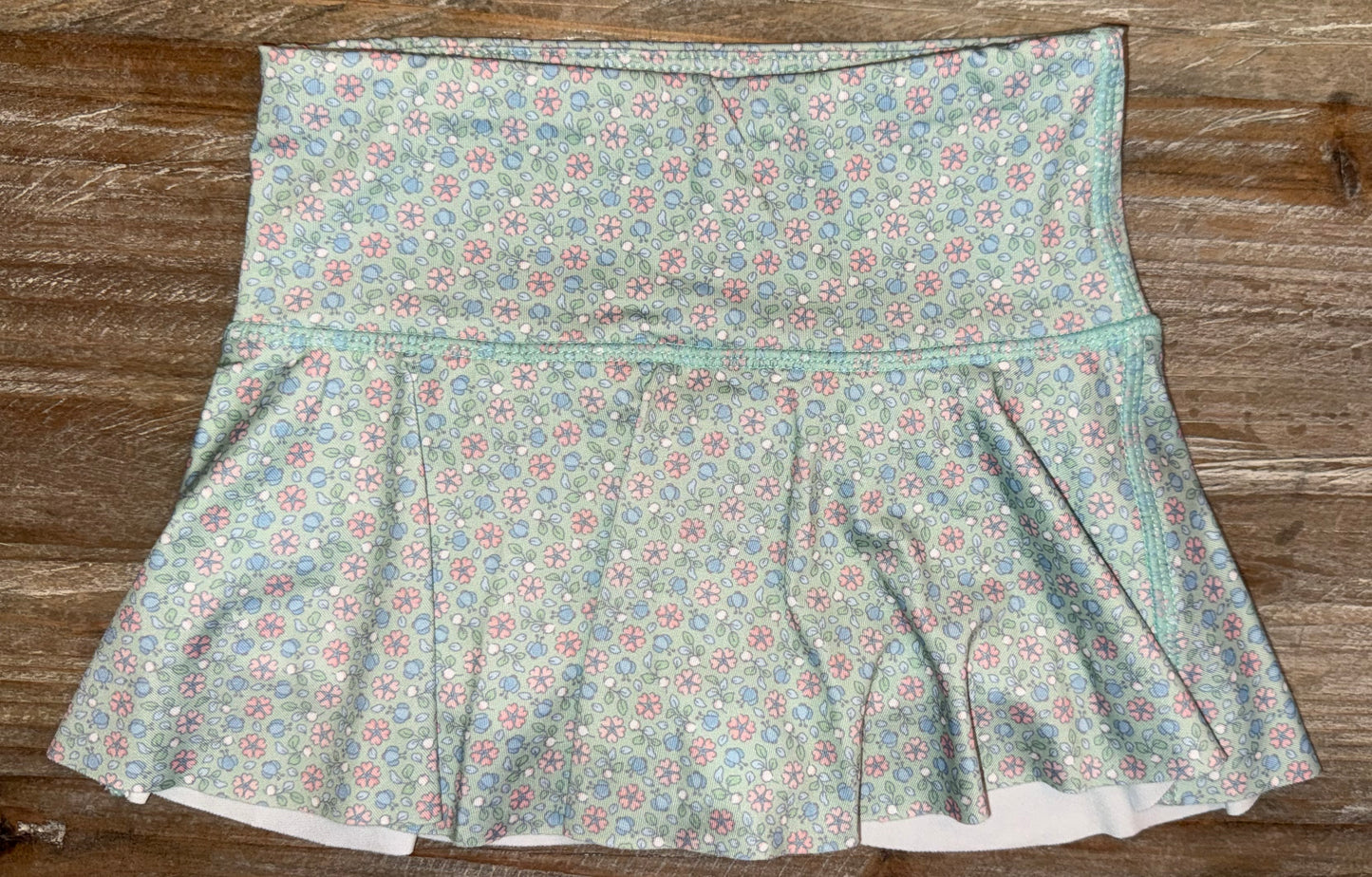 Green/Pink Floral Girls Skort