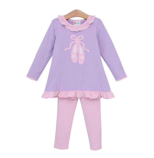 Ballet Shoe Girls Appliqué Pants Set