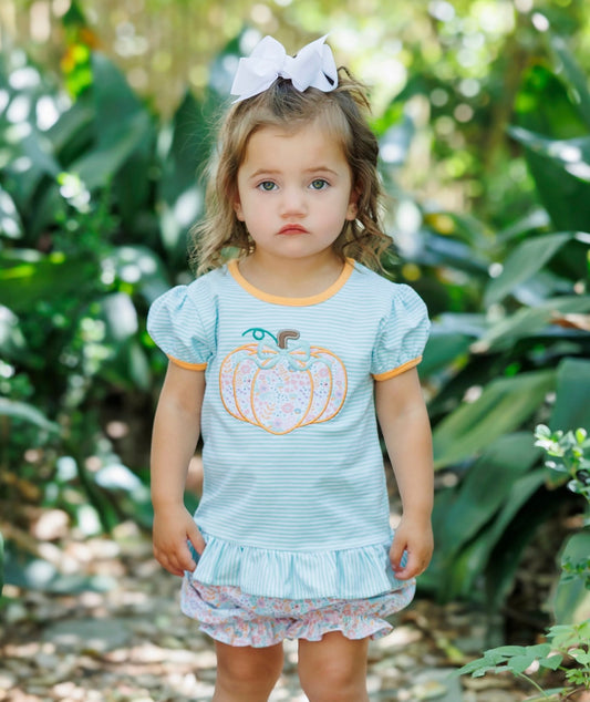Pumpkin Patch Petals Girls Ruffle Bloomer Set