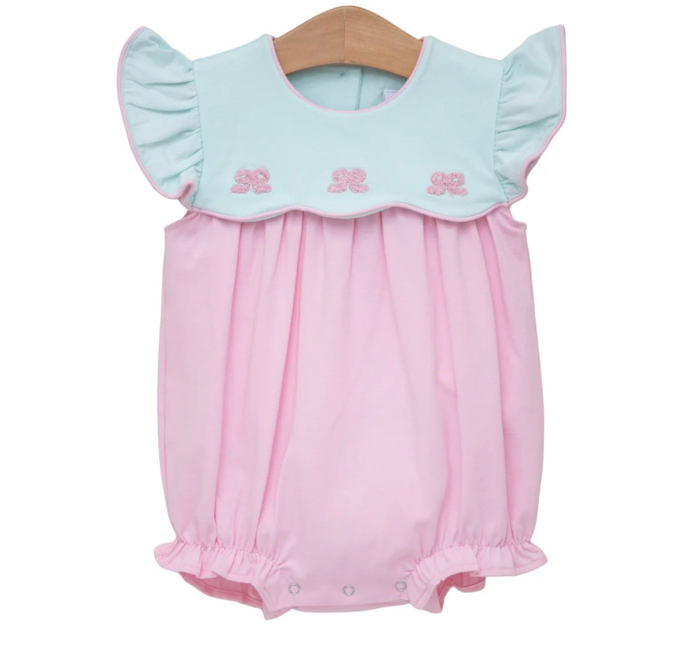 French Knot Bow Scallop Girls Bubble