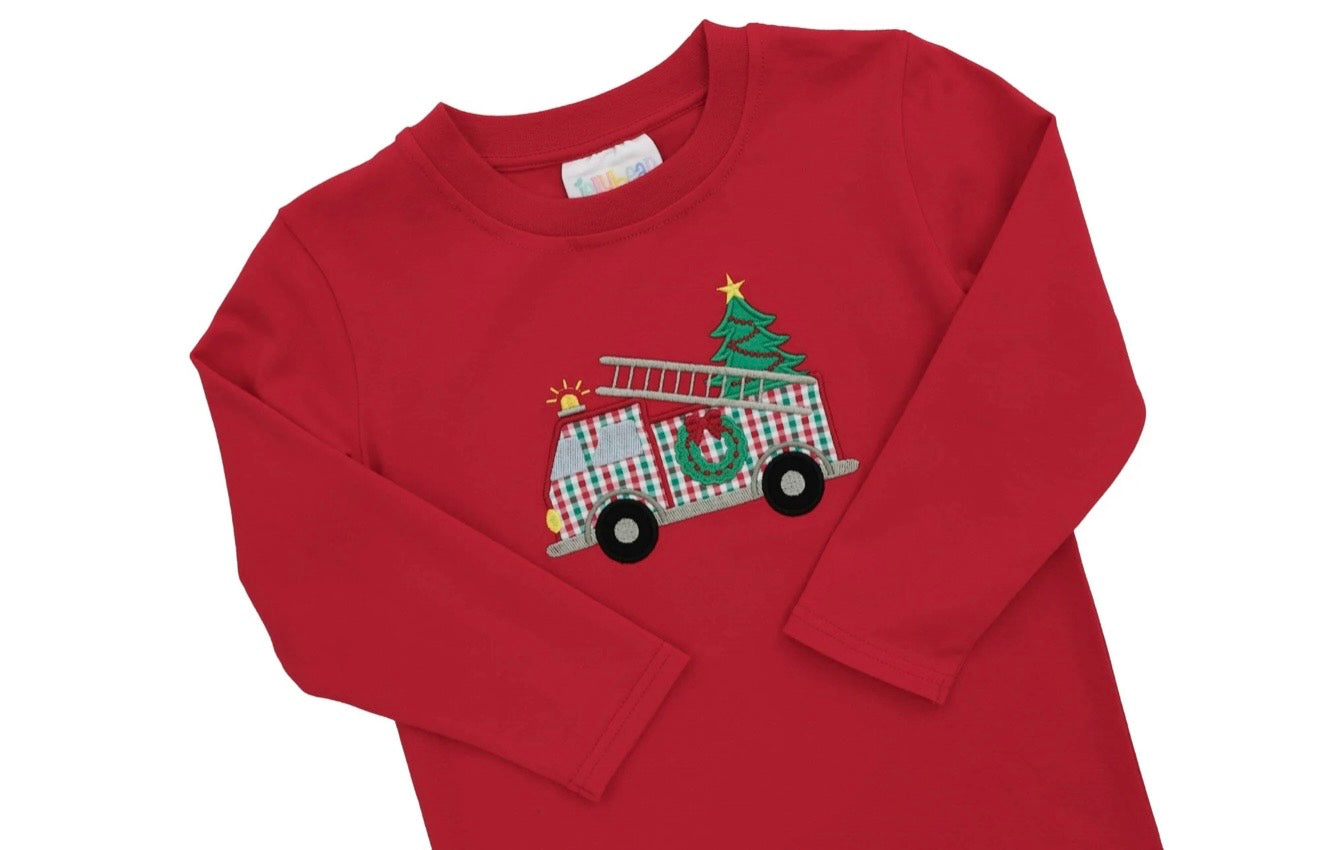 Festive Firetruck Boys Pants Set