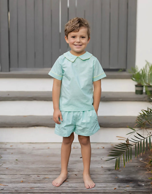 Michael Aqua Boys Linen Shorts Set