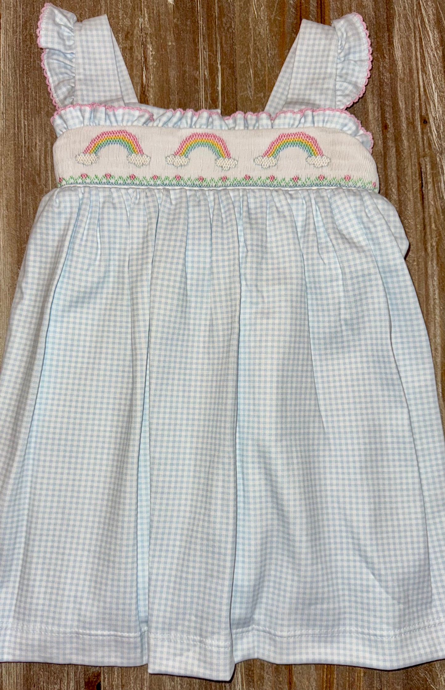 Rainbow Gingham Knit Girls Sundress