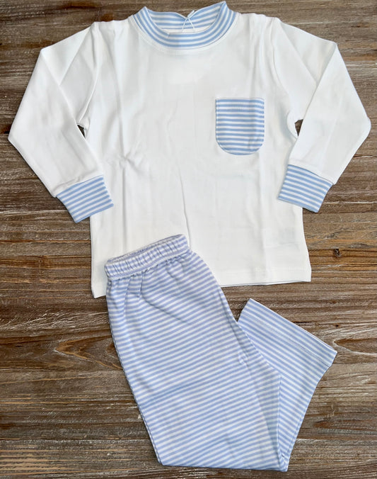 Blue/White Boys Pants Set