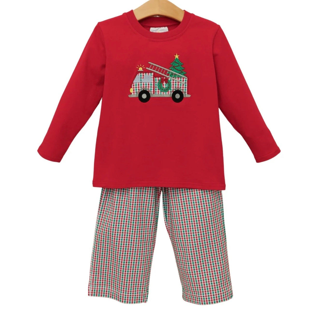Festive Firetruck Boys Pants Set
