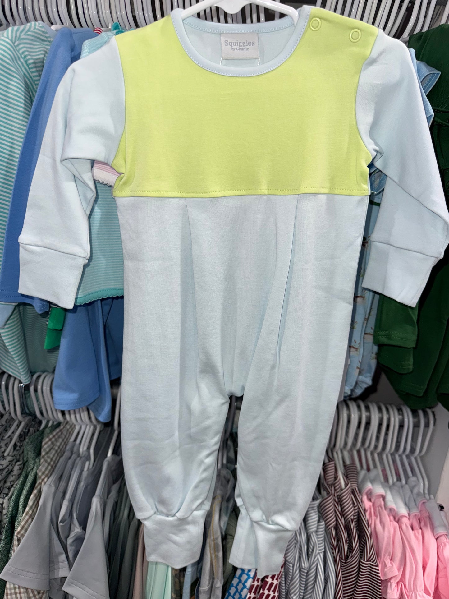 Light Blue/Green Boys Romper