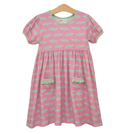 Later Gator Ruffle Pocket Girls Dress