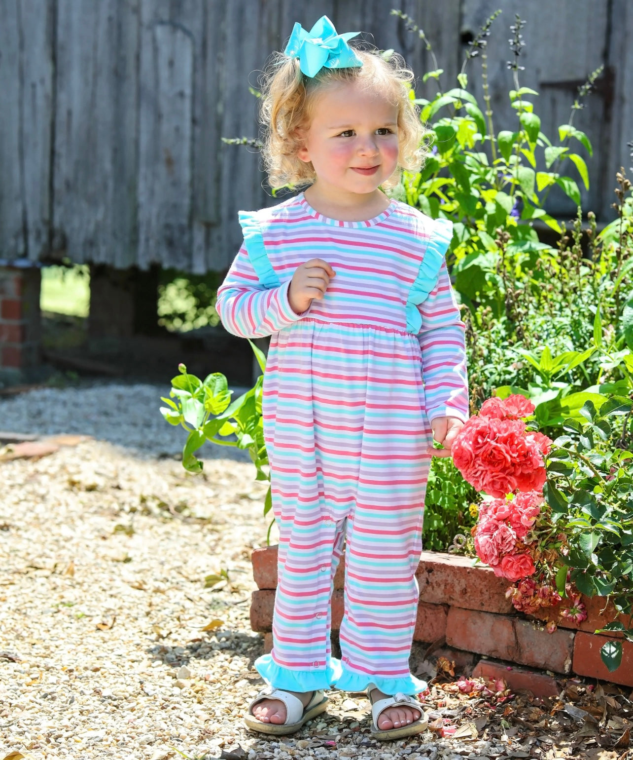 Evie Candy Stripe Girls Romper