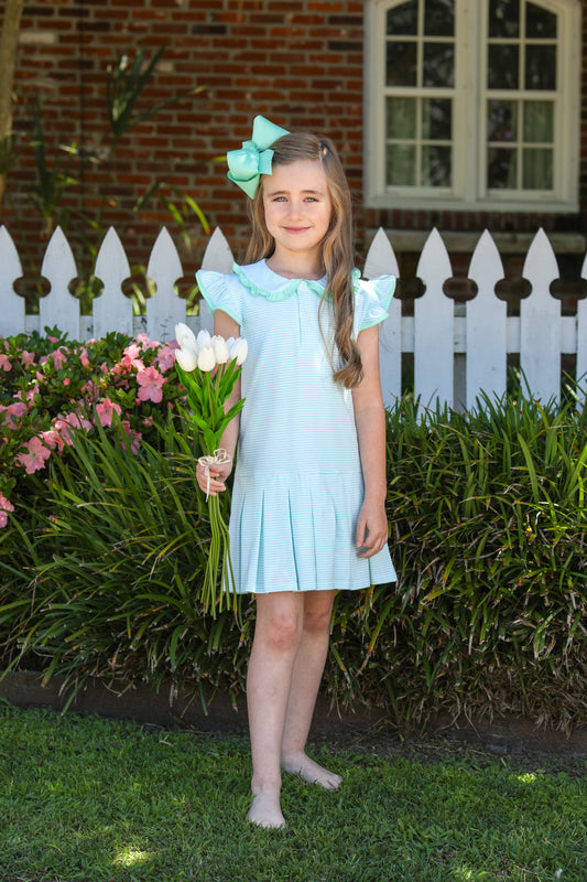 Camilla Mint Stripe Girls Dress