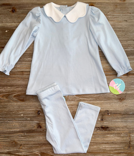 Bryar Light Blue Knit Girls Legging Set