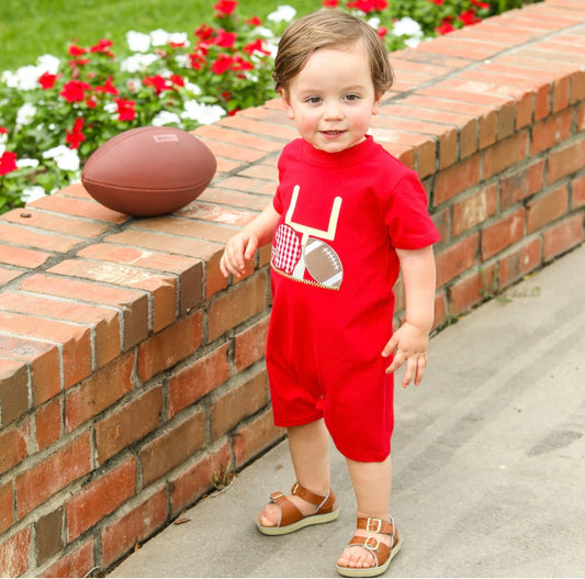 Touch Down Boys Red Romper