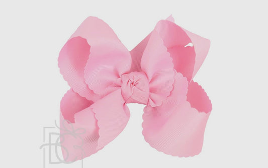 Beyond Creations 5.5” Scalloped Edge Bow on Alligator Clip Pink