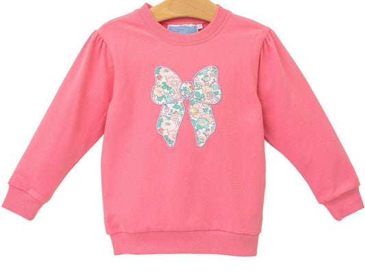 Floral Bow Girls French Terry Pullover