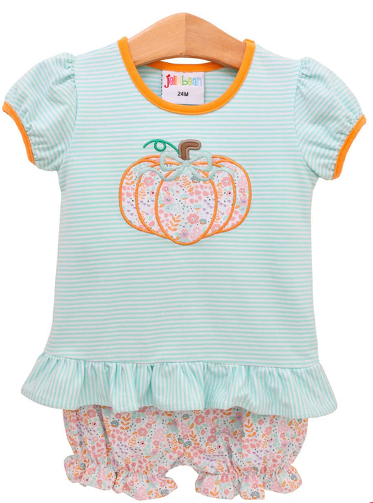 Pumpkin Patch Petals Girls Ruffle Bloomer Set