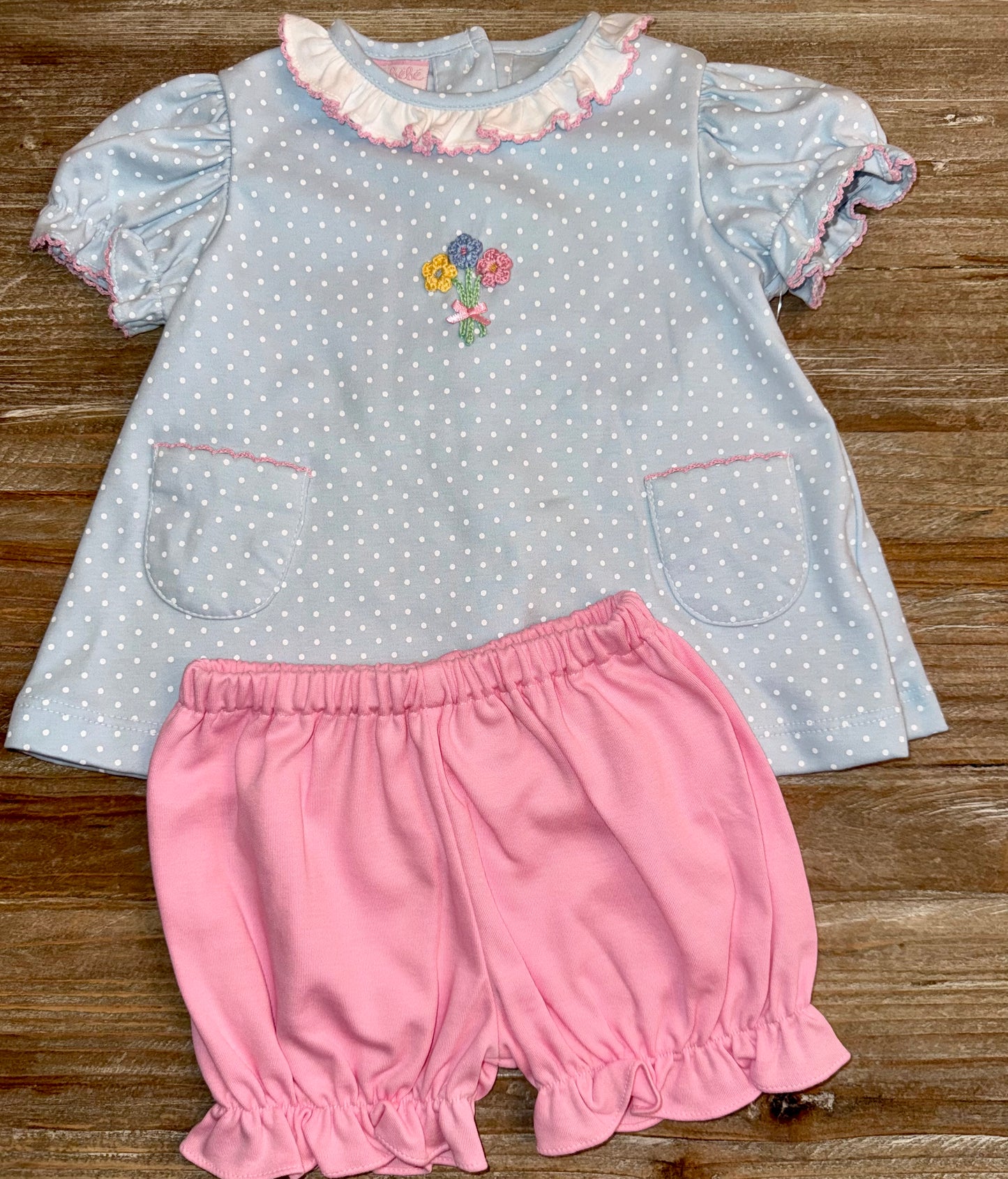 Spring Flowers Girls Knit Bloomer Set