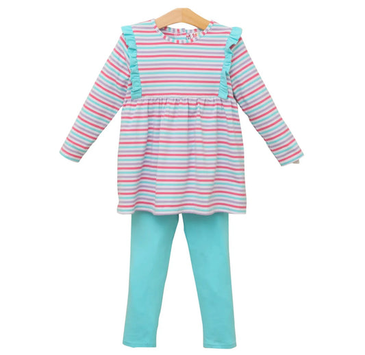 Evie Candy Stripe Girls Pants Set