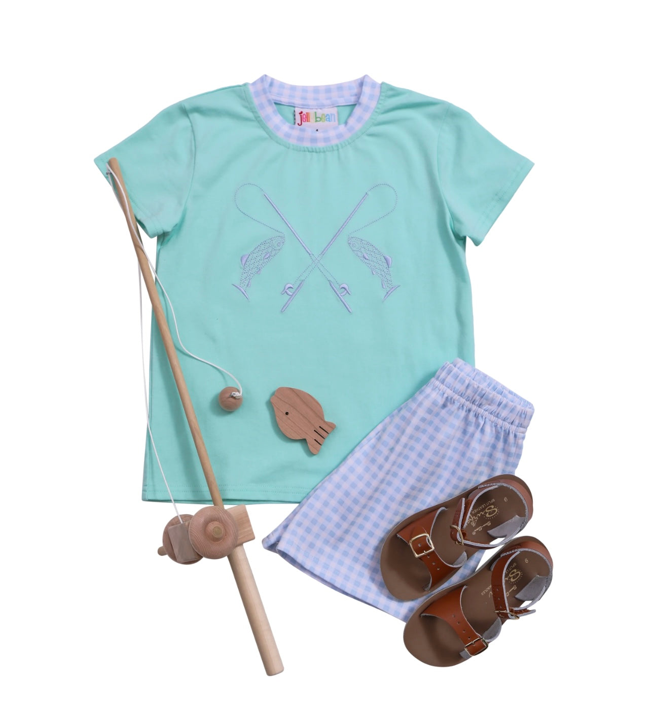 Fishing Embroidery Boys Short Set