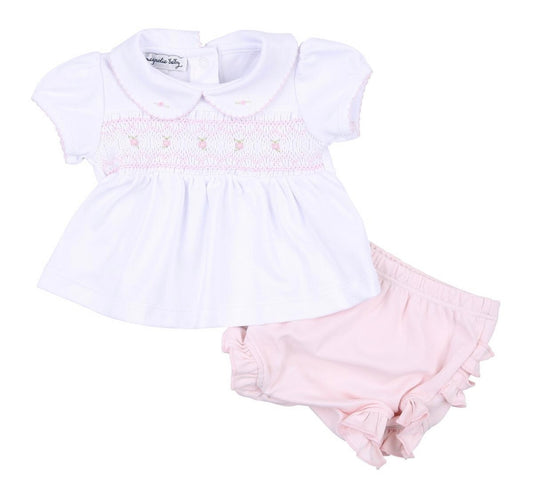 Fiona Phillip Smock Collared Pink Girls Diaper Set