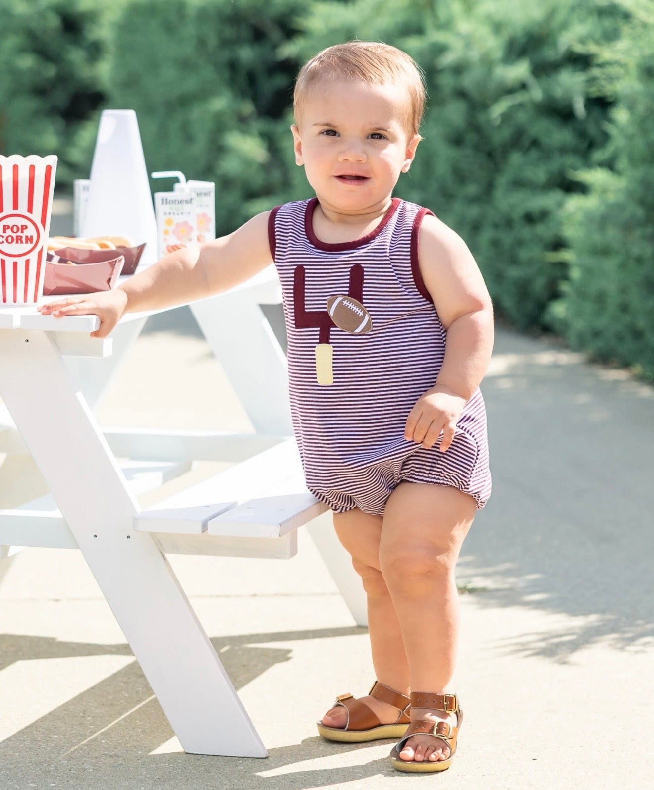 Down, Set, Hut Boys Maroon Stripe Bubble