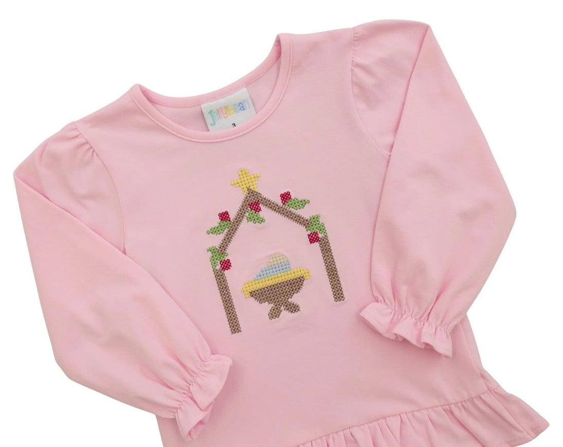 Away in a Manger Girls Ruffle Top Only