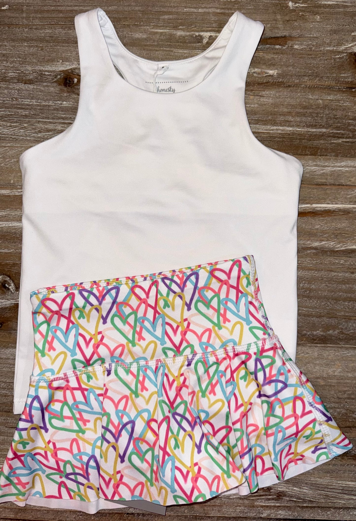 Honesty White Racerback Athletic Girls Tank