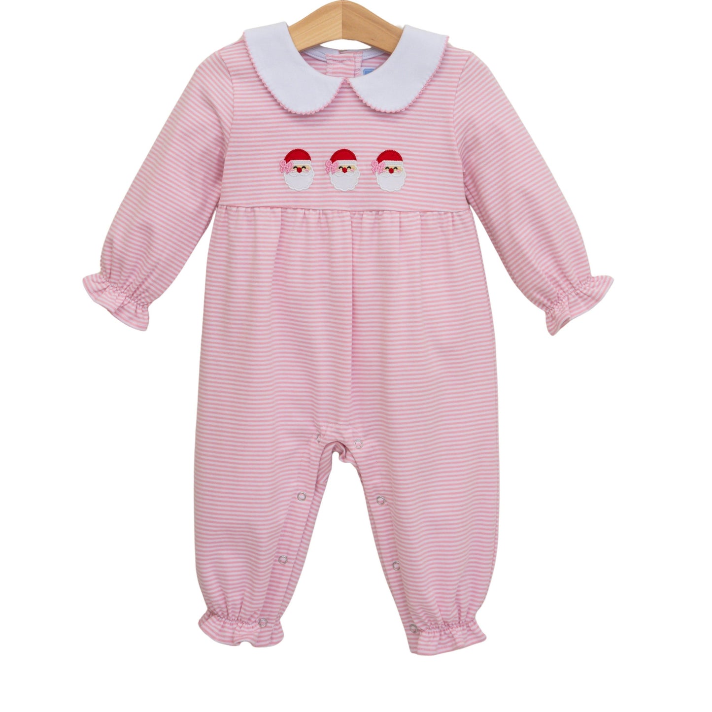 Santa Trio Girls Pink Romper