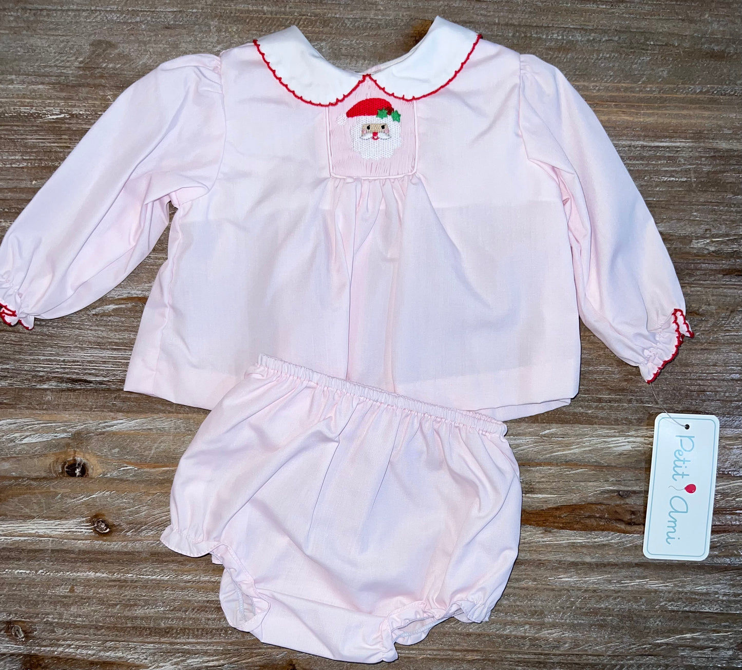 Pink Santa Girls Bloomer Set