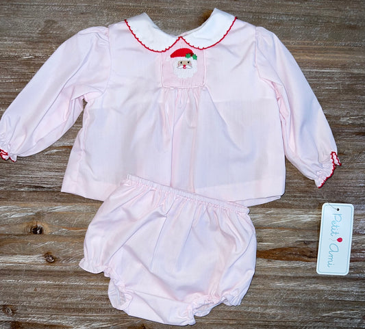 Pink Santa Girls Bloomer Set