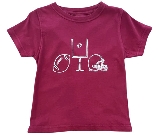 Maroon/White Football Trio Boys Tee