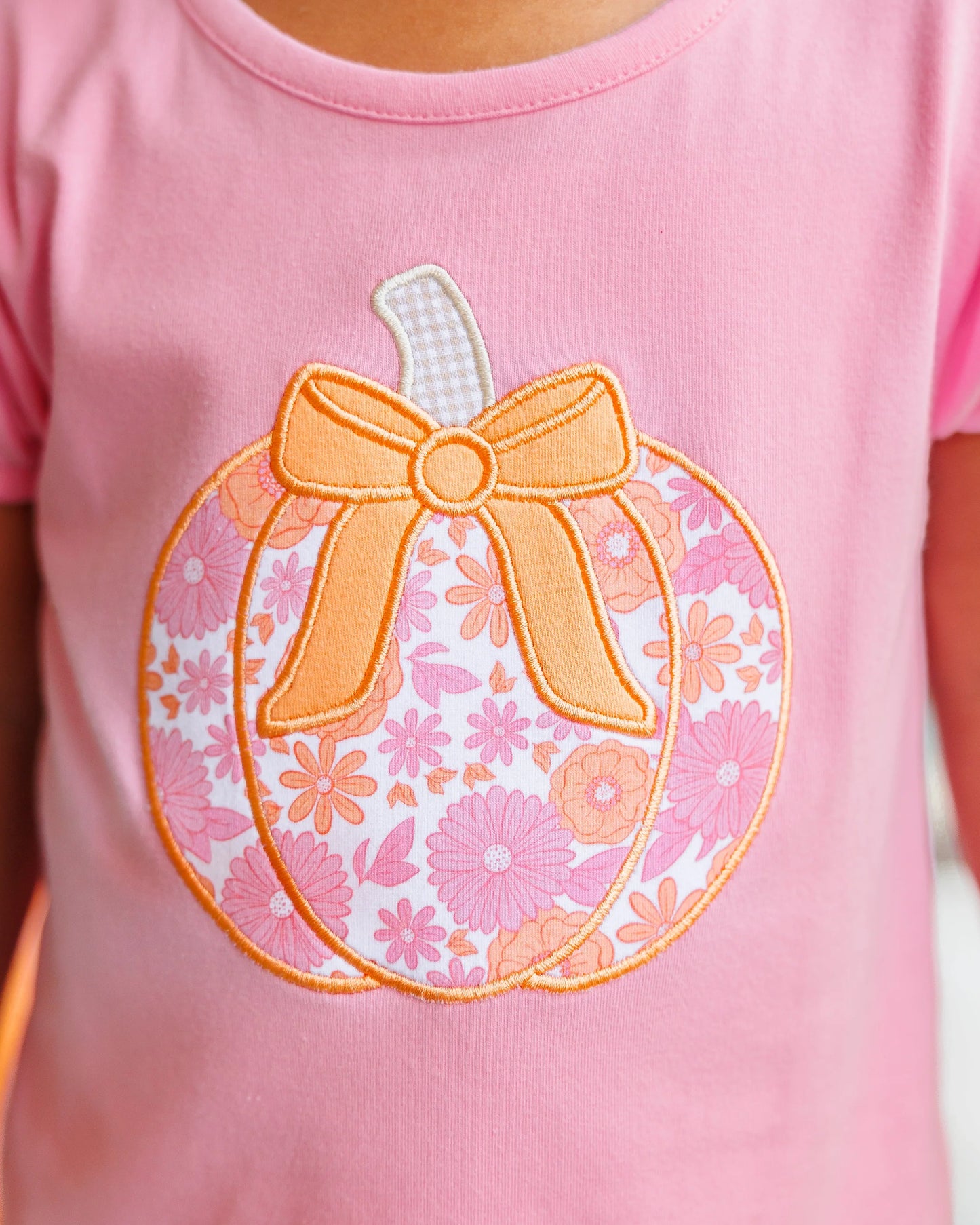 Pumpkin Petals Girls Appliqué Ruffle Short Set