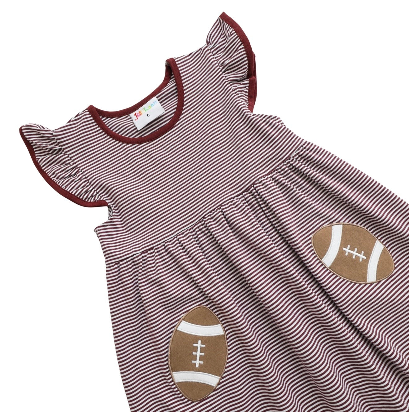 Let’s Cheer Football Maroon Stripe Girls Pocket Dress