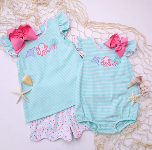 Sea Life Flutter Girls Short Set