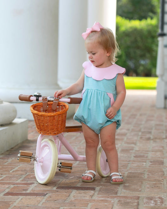 Penelope Scalloped Mint/Light Pink Girls Bubble