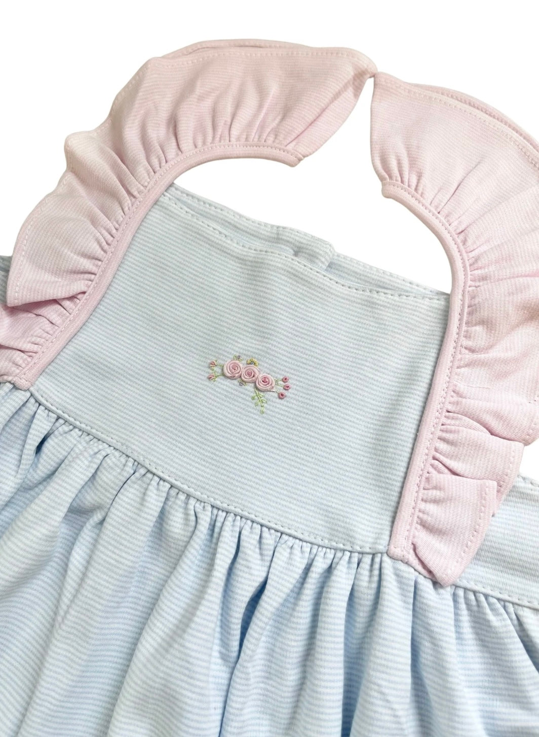 Squiggles Blue/Pink Floral Embroidered Sun Dress