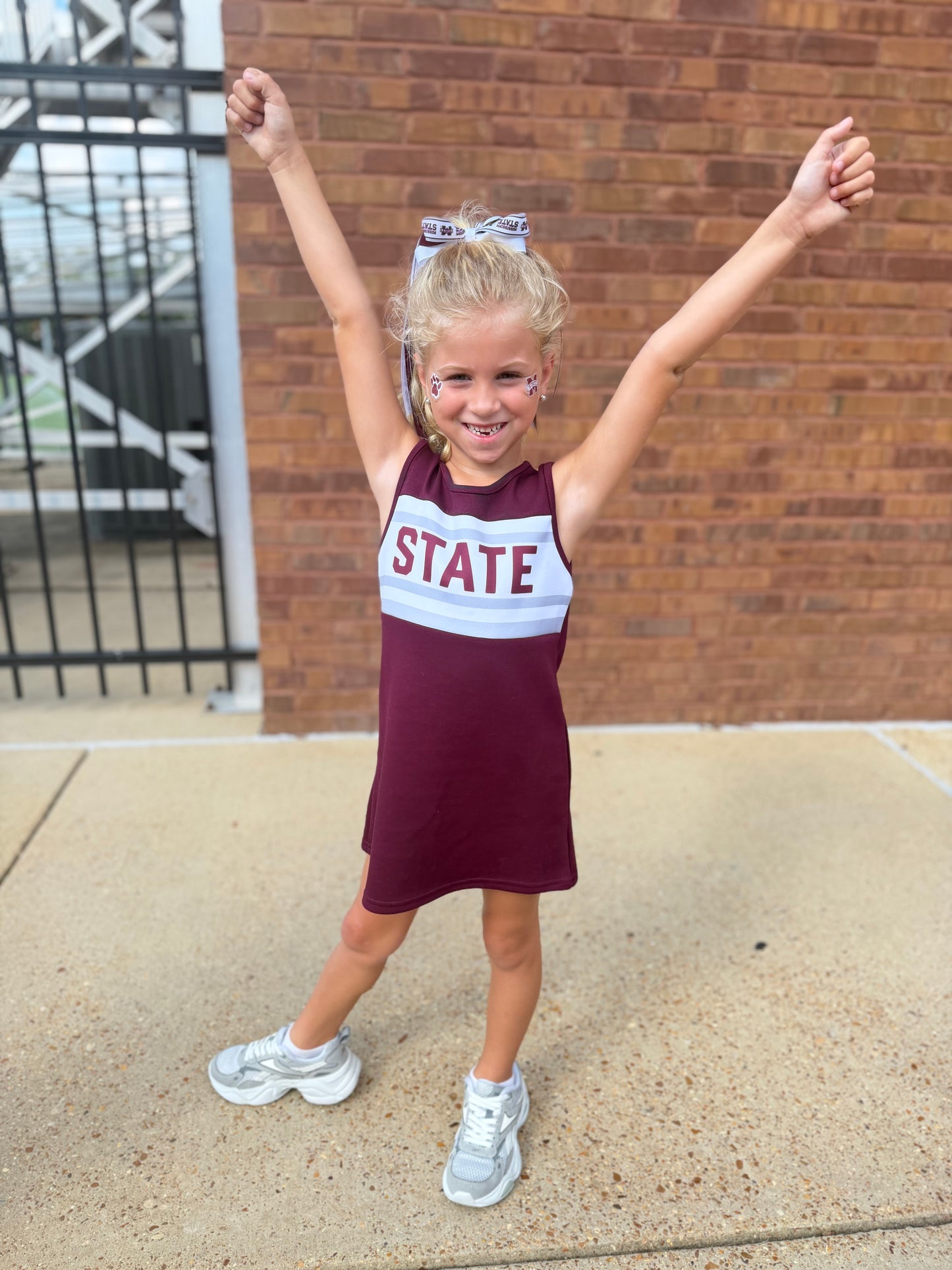 The Classic Girls Cheer Dress/Suit— Mississippi State Deep Maroon (size up— these run short)