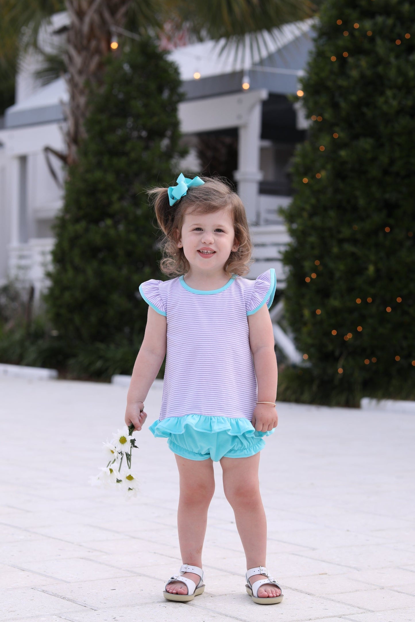 Mary Margaret Lavender & Aqua Girls Bloomer Set