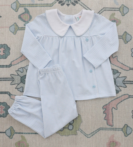 Liam Light Blue Windowpane Boys Bloomer Pants Set
