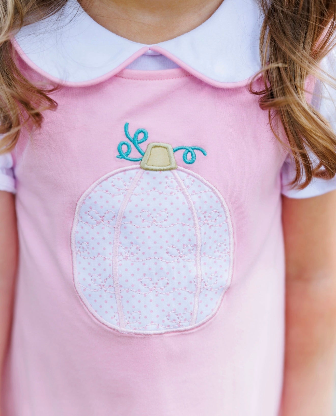 Pretty in Pink Girls Pumpkin Jumper with Peter Pan Collar