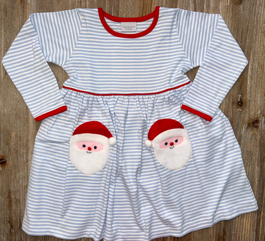 Squiggles Santa Pocket Girls Popover Dress