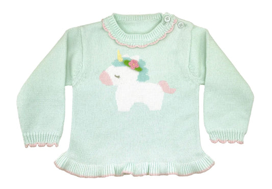 Pastel Unicorn Knit Girls Sweater