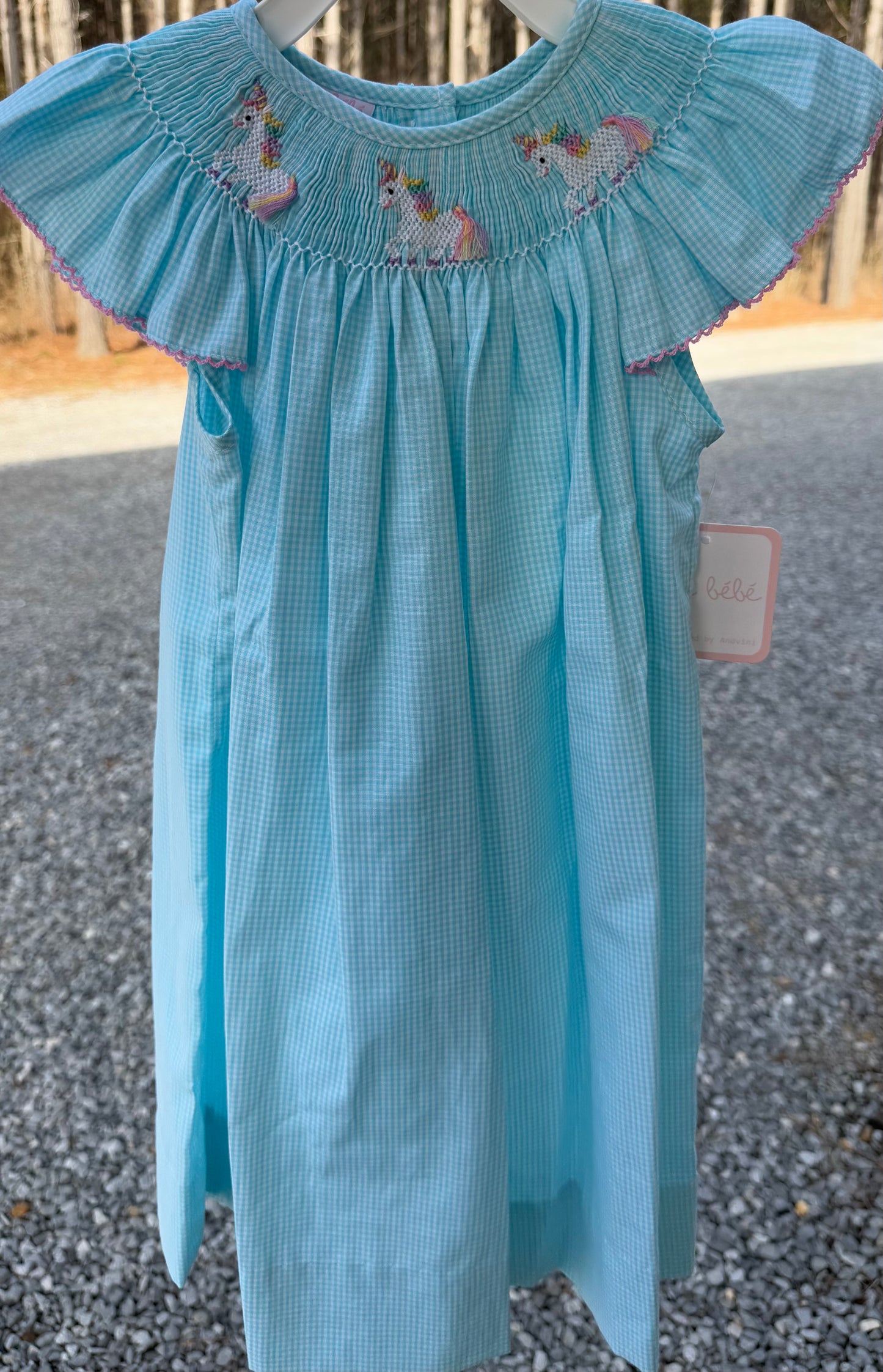 Unicorn Aqua Bishop Girls Dress