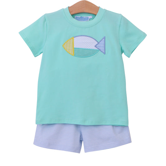 Color Block Boys Fish Short Set