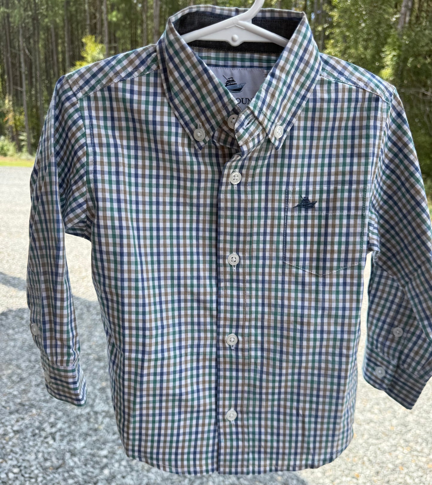 Blue/Green/Brown Boys Button Down Shirt
