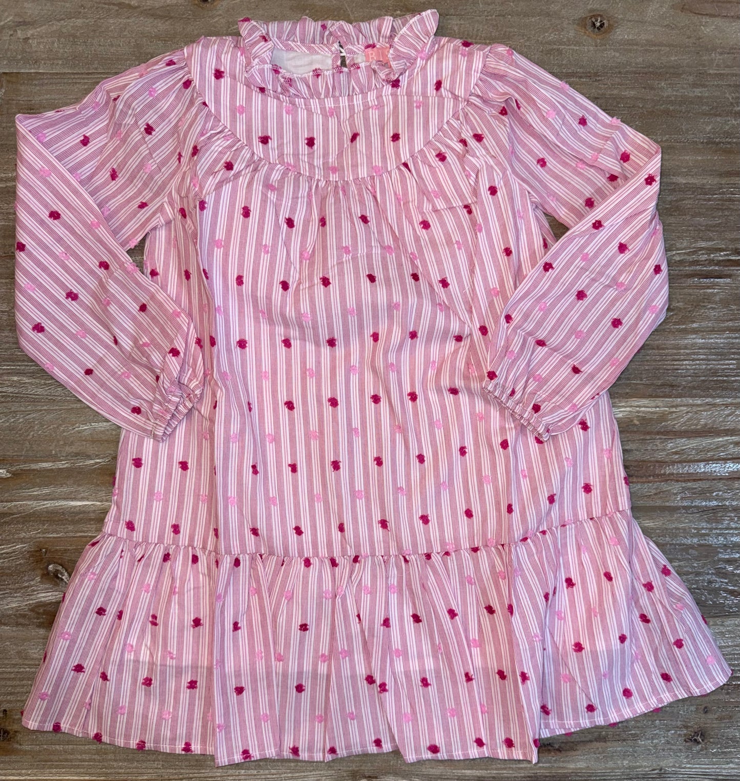 Magenta Clip Dot Girls Stripe Jody Dress